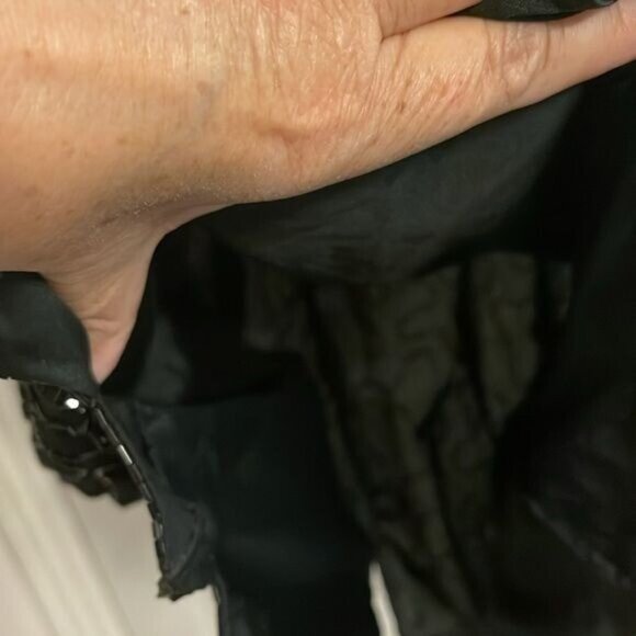 NWT Vtg. LAWRENCE KAZAR BLACK beaded handmade short sleeve SILK DRESS women’s  L - Picture 15 of 16